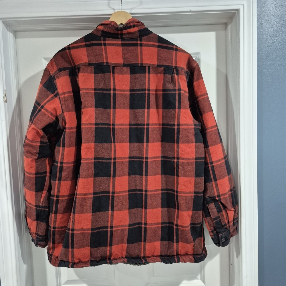 Carhartt Flannel Shirt Jacket Mens 2XL Red Buffalo Check Sherpa Lined Shacket - Picture 3 of 11